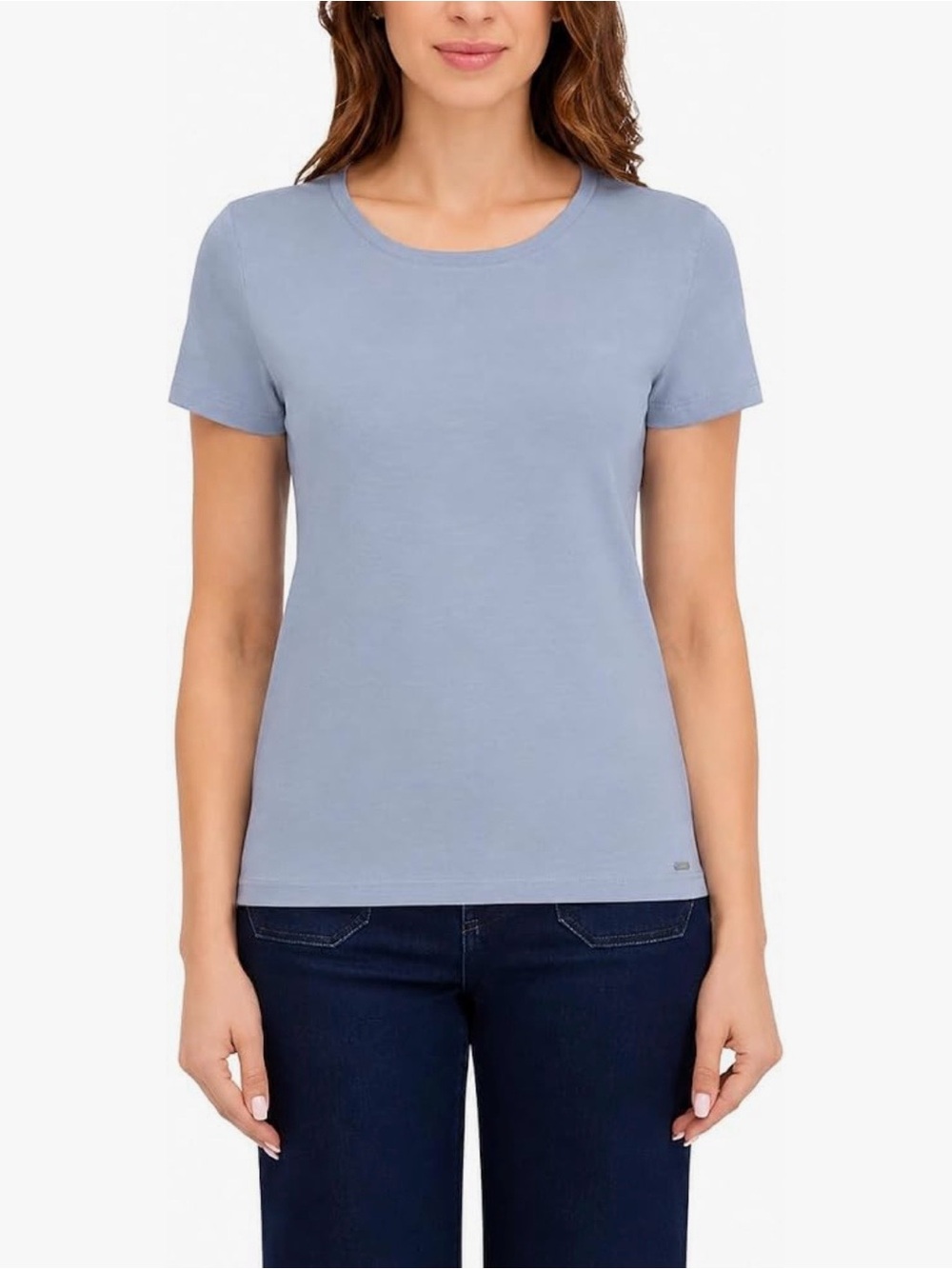 DKNY Women's Organic Cotton Crewneck Short Sleeve Tee Shirt, Large